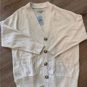 NWT 100% Cotton Cozy Cream Grandma Core Button-Up Cardigan Sweater